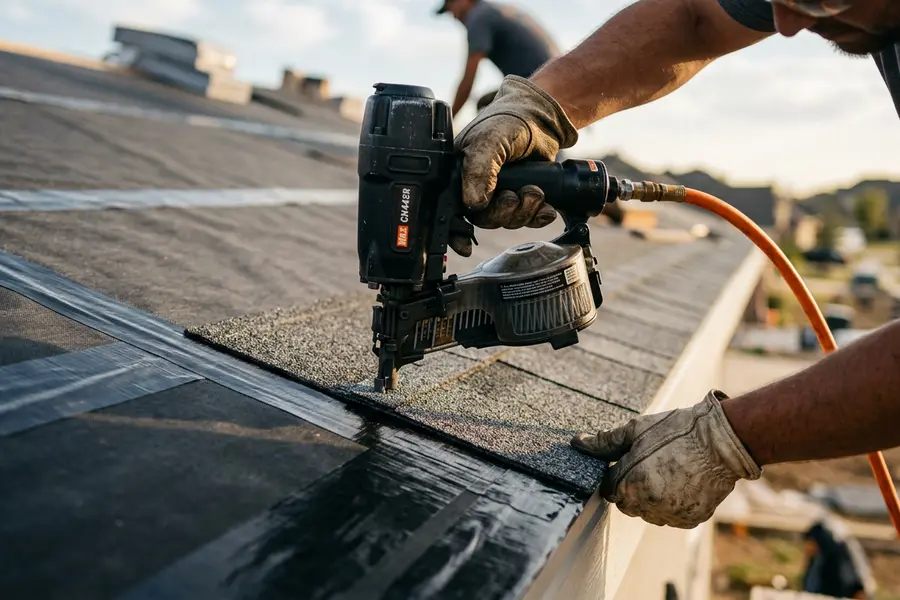 Beardman Building Services roofer sealing a fortified roof deck in Nokomis